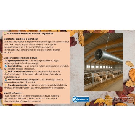 Az állattartó telepeken a hatékony szellőzőrendszer kiépítése elengedhetetlen az állatok egészségének megőrzéséhez és a gazdaságos termelés biztosításához.