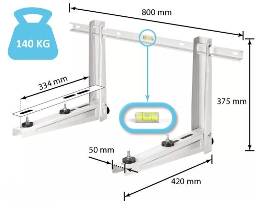 KLÍMATARTÓ KONZOL 140KG-IG, ÁLLÍTHATÓ LÁBTÁVOLSÁG, TÜV MINŐSÍTÉS