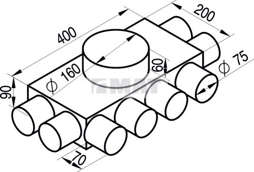 MAT - KL- 8x75/160-OC - lapos elosztódoboz