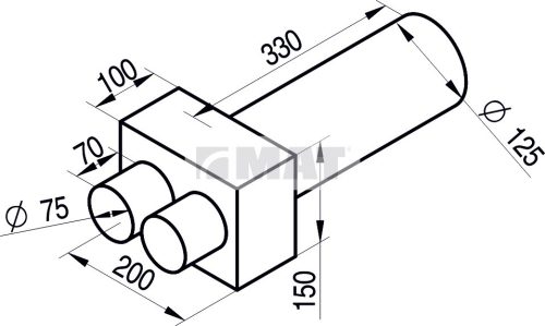 MAT - KLO-2x75/P-125-OC - egyenes mennyezeti/fali átvezető doboz