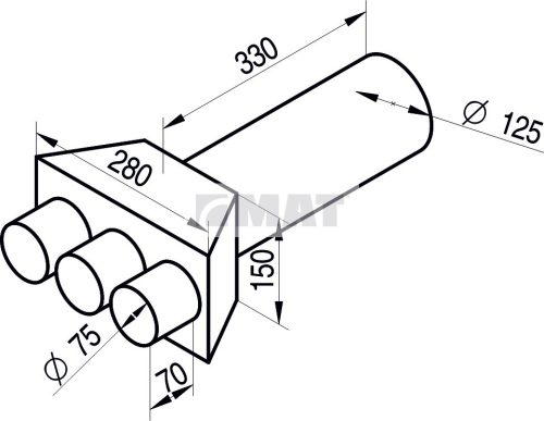 MAT - KLO-3X75/P-125-OC - egyenes mennyezeti/fali átvezető doboz