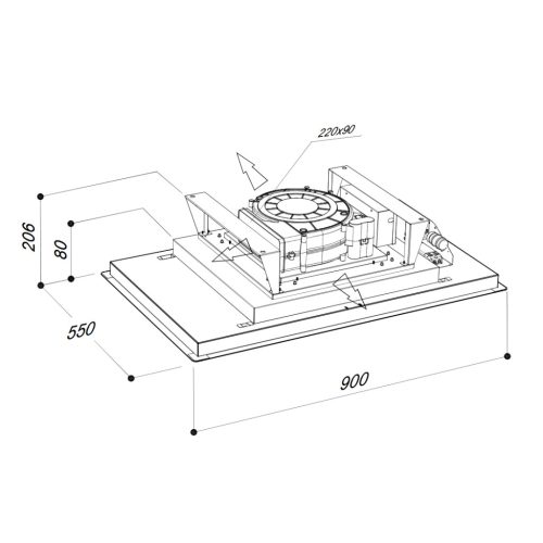 SIRIUS - Páraelszívó SLT-971 EM 90 cm H 160 TW Inox motor nélkül