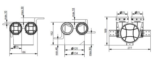Szelepfogadó csatlakozódoboz műanyag VPB125-2 