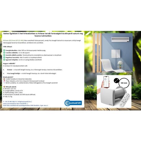 AirSaver falra szerelhető hővisszanyerő